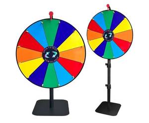 lot 41590 image: 24 Inch Heavy Duty Spinning Prize,Ajustable 34-61 Height Spinning Wheel for Prizes 12 Slots & Dry Erase Marker & Eraser for Carnival Wheel of Fortune Game Carnival & Engaging Home Parties Tradeshow