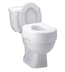 lot 41596 image: Carex Toilet Seat Riser, Adds 5 Inches of Height, Elevated and Raised Toilet Seat with 300 lbs Capacity, Standard Riser for Elderly and Handicap, Universal, Slip-Resistant, White