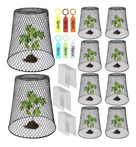 lot 41600 image: 8Pcs Chicken Wire Cloche Plant Covers Garden Netting Metal Heavy Duty Plant Protectors from Animals for Keeping Bunnies Chicken Squirrels Birds Other Out 9.13x9.13 in