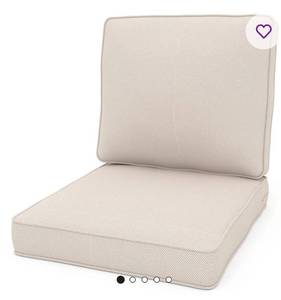 lot 41603 image: Sundale Outdoor Olefin Deep Seat Cushion Set of 2, Patio Chair Cushion and Pillow, Water-Resistant Sectional Sofa Pad with Straps Light Gray, 23 x 26 x 6 Inches