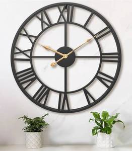 lot 41605 image: 24 Inch Large Oversized Farmhouse Modern Decorative Wall Clock for Living Room,Silent Industrial Big Roman Numerals Vintage Metal Round Wall Clocks for Kitchen,Dining Room,Office