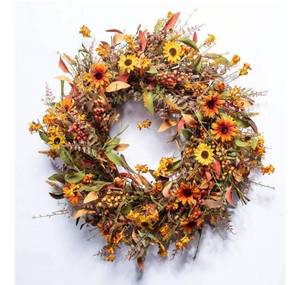 lot 41613 image: Fall Wreaths for Front Door 24 Inch Artificial Fall Wreath Large Autumn Wreath
