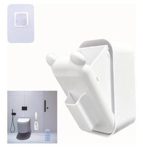 lot 41626 image: Wall Mounted Holder Fit for Clorox Toilet Wand, Compatible with Clorox Toilet Wand Holder only, Touchless Opening Design, Cute Cat White
