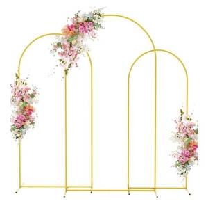 lot 41634 image: Wedding Arch Backdrop Stand 7.2FT, 6.6FT, 6FT Set of 3 Gold Metal Arch Backdrop Stand