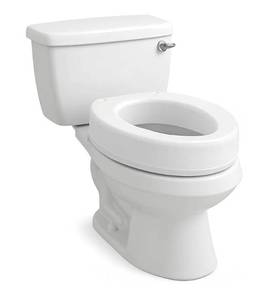 lot 41635 image: Carex Toilet Seat Riser, Elongated Raised Toilet Seat Adds 3.5 inches to Toilet Height, for Assistance Bending or Sitting, 300 Pound Weight Capacity Toilet Riser