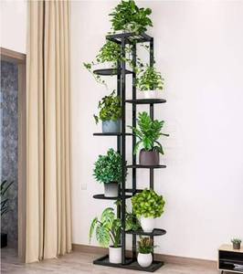 lot 41641 image: 8-Tiers Plant Stand for Indoor and Outdoor, Metal, Black Dark