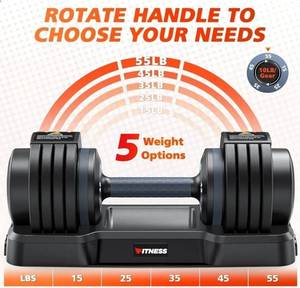 lot 41643 image: Lusper Adjustable Weights Dumbbells Set, 44LB55LB66LB Free Weights, 3 in 1 DumbbellBarbellKettlebell with Connector, Versatile Weight Set for Home Gym
