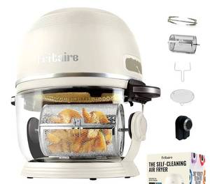 lot 41644 image: Non Toxic Air Fryer - Glass AirFryer 5 Quart w 360 Visibility, Self-Cleaning, 400F Vortex Air Fryer for Even Cooking, BPA-Free Teflon Free, 6-in-1 Functions, Rotisserie, Roast, Bake, White - Retail $199