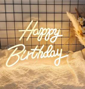 lot 41647 image: Happy Birthday Neon Sign, Happy Birthday Light Up Sign, Neon Happy Birthday Sign, Happy Birthday Led Sign for Backdrop All Birthday Party Decoration USB Powered Warm White,16.5x 12