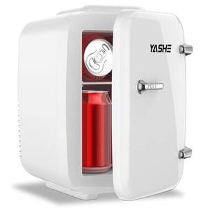 lot 41650 image: YASHE Mini Fridge, 4 Liter6 Cans Small Refrigerator for Skincare, 110V AC 12V DC Thermoelectric Cooler and Warmer for Drink Office Dorm Bedroom Car, White