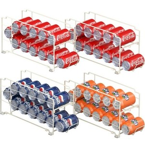 lot 41657 image: SimpleHouseware Soda Can Organizer Stackable Rack Dispenser for PantryRefrigerator White Set of 4 - Retail $35
