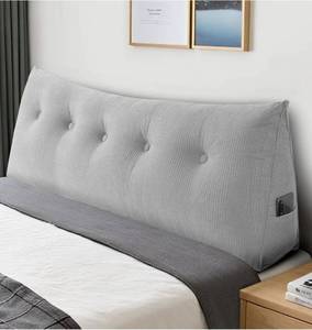 lot 41664 image: Soft Headboard Pillow Queen Size, Wall Backrest Wedge Pillow Headboard Queen, Reading Backboard Pillows, Large Dorm Daybed Bolster Pillows for Back Support with Removable Cover, Gray