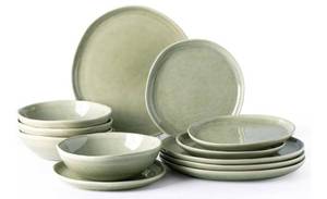 lot 41665 image: AmorArc Ceramic Dinnerware Sets,Handmade Reactive Glaze Stoneware Plates and Bowls Set,Highly Scratch Resistant  Dishwasher & Microwave Safe Dishes Set,Service for 4 (12pc)