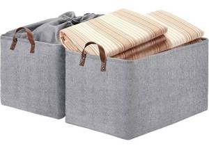 lot 41670 image: DULLEMELO Large Grey Storage Baskets 70L Oversized Dog Toy Bin Basket, Collapsible 22 X 15 X 13 Extra Large Fabric Baskets for Storage Clothes Toys Blankets Organizers (Grey)