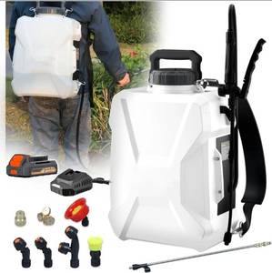 lot 41679 image: MaxMore 3 Gallon Lawn Garden Sprayer Compatible with Dewalt 20V MAX Battery, Backpack Pump Sprayer, 2.0Ah Battery & Charger, Adjustable Pressure, Translucent Tank for Watering, Spraying Plants, Weeds