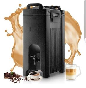 lot 41686 image: Insulated Beverage Dispenser 5 Gallon, Food-Grade Material Hot and Cold Drink Dispenser with Stand, Detachable Spigot and Handles for Mobile Coffee Bar, Office, Chocolate, Cocoa - Retail $109