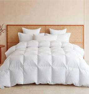 lot 60463 image: Goose Feather Down Fiber Comforter California King Size, All Season Duvet Insert, 750FP Hotel Bed Comforter, Ultra Soft 100% Organic Cotton Fabric, 108x98 Inches