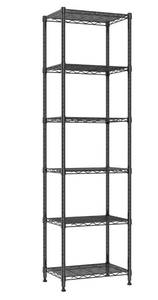 lot 60486 image: REGILLER 6 Wire Shelving Steel Storage Rack Adjustable Unit Shelves for Laundry Bathroom Kitchen Pantry Closet (16.7L x 11.9W x 64H, Black)