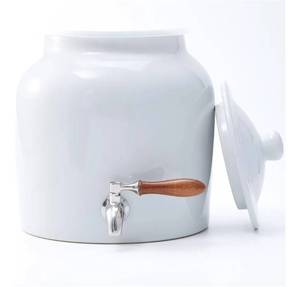 lot 60497 image: Ceramic Water Dispenser for 5 Gallon Bottle - Crock Water Dispenser with Durable Stainless Steel Faucet, Ideal for 3 to 5 Gallon Jugs, Classic Porcelain Water Crock Design