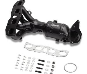 lot 60499 image: Black High Flow Exhaust Manifold Catalytic Converter Kit Direct-Fit Compatible with 2013-2018 Nissan Altima, 2014-2017 Rogue 2.5L L4(EPA Compliant) - Retail $149
