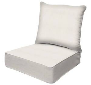 lot 60508 image: Honeycomb Outdoor Deep Seat, 24 x 23, Textured Solid Bone Chair Cushion for Patio Furniture Solid Bone