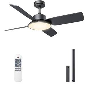 lot 60509 image: 44 Ceiling Fans with Lights Ceiling Fan with Light and Remote Control 44 Inch Ceiling Fan Modern Flush Mount with DC Reversible Motor Noiseles