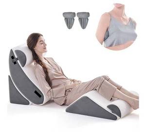 lot 60511 image: Wedge Pillow Set for After Surgery, 5 PCS Bed Wedge Pillow for Sleeping, Memory Foam Orthopedic Back Pillow for Pain Relief and Acid Reflux, Adjustable Post Surgery Pillow Grey - Retail $90