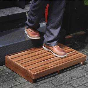 lot 60529 image: Acacia Wooden Step Stool, Non-Slip Surface 3.5 Height One Step Stools, Stepping Platform for Adults & Elderly, No Assembly Required, Bed Steps for High BedsEntranceStairsBathroomRV (Standard)