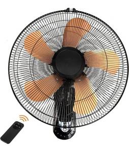 lot 60534 image: 18 Inch Wall Mount Fan with Remote, 3-speed Wall Oscillating Quiet Fan with 5 Blades, Adjustable Tilt and Timing, High Velocity Wall-Mounted Fans for Bedroom, Gym, Office, Warehouse, Garage, Gold