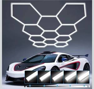 lot 60538 image: Hexagon Garage Light Upgraded 10-100% Dimmable LED Garage Hexagon Lights, 48 Packs LED Light, 52800LM Super Bright Hexagon Lights for Garage Gym Basement Hair Salon