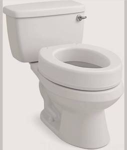 lot 60543 image: Carex Toilet Seat Riser, Elongated Raised Toilet Seat Adds 3.5 inches to Toilet Height, for Assistance Bending or Sitting, 300 Pound Weight Capacity Toilet Riser