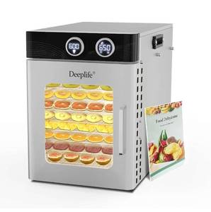 lot 60546 image: Food Dehydrator 10-Tray Stainless Steel Dehydrator 800W for Jerky, Fruit, Meat, Herbs, Adjustable Timer, Temperature Control, Overheat Protection