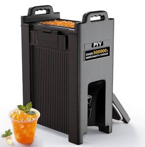 lot 60547 image: PYY Insulated Beverage Dispenser 5 Gallon - Hot and Cold Drink Container with Handles, Thermal Drink Dispenser Cooler Server carrier For Commercial Catering Brown - Retail $149