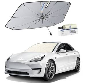 lot 50708 image: Syncwire Car Windshield Sunshade Umbrella - Enhanced Vinyl Coating for Superior Sun and Heat Protection, Keeps Vehicle Cool and Preserves Interior, Innovative Edge Design for Tesla