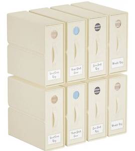 lot 50718 image: TRZZ 8-Pack Modern Beige Bedding Storage Box, Foldable Linen Bins with Window and Labels, Keeps Bedding Neatly Organized and Accessible, QueenKing Duvet Covers