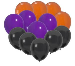 lot 50731 image: JODIDI Latex Balloons, 100 Count, Black, Purple, Orange - Perfect for Halloween Party Decorations