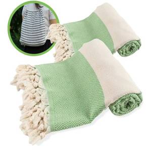 lot 50739 image: Beach Daze 2 Pack Turkish Beach Towel - Handmade Turkish Cotton Beach Towels Oversized - 39 x 72 for Bath Beach Pool Picnic Mat Yoga - Green