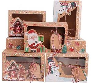 lot 50741 image: 12 Pack Christmas Cookie Boxes with Window, Large Holiday Food Bakery Treat