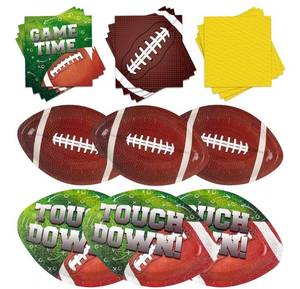 lot 50747 image: 168Pcs Football Party Supplies Tableware Set, Football Party Set Includes Dinner Plates, Dessert Plates, Napkins, Super Game Bowl Party Decoration Football Theme Party Decorations Birthday Party