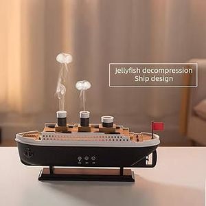 lot 50748 image: Titanic Humidifier 250ml, Essential Oil Diffuser Cool Mist Ultrasonic Aroma Aromatherapy Diffuser w Remote Control 7 Light 2 Mist Mode Auto Shut-Off - Retail $50