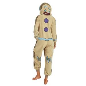 lot 50749 image: Gingerbread Man Costume for Adults, (Size Small) Holidays Lounge Romper Costume, 100 Percent Polyester & Soft - Retail $42