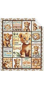 lot 50750 image: Just a Girl Who Loves Lions Plush Lightweight Flannel Throw Blanket 40 in. x 50 in. 