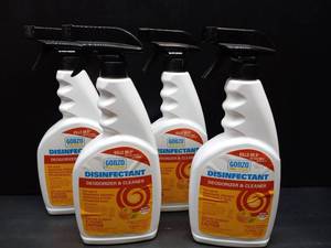 lot 50755 image: Lot of 4, Weiman Gonzo Desinfectant, Deodorizer, & Cleaner, Citrus, 24 Fl. Oz. - Retail $33