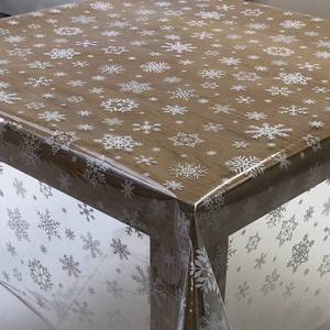 lot 50758 image: Snowflake TableclothBackdrop Roll, Disposable Plastic Winter Wonderland Theme, (Clear & White) 3.26 ft. x 82 ft
