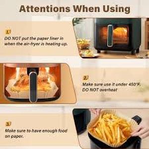 lot 50760 image: 250 Pcs 8 Inch Square Air Fryer Liners, Disposable, Thickened Silicone Oil Paper, Withstands up to 450 degrees of Heat for Air Fryer 5 to 8 Qts