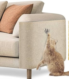 lot 50769 image: GWORLD Super Sticky Cat Scratch Furniture Protector, Self Adhesive Scratching Mat, 39.4 in x 15.8 in, Tan