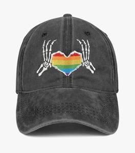 lot 50777 image: Pride Baseball Hat, Rainbow Heart Embroidered Trucker Hat Adjustable Washable