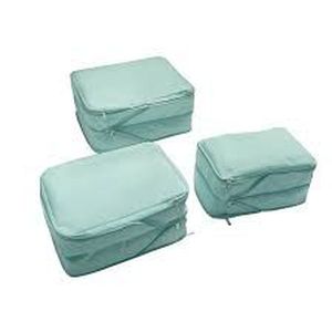 lot 50789 image: GOTENTIFY Waterproof Compression Packing Cubes 3 Piece set, Large Travel Packing Organizers for Carry on Luggage, 2 Sides Expandable, Light Blue