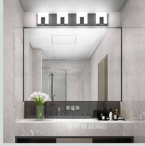 lot 50809 image: Aipsun 4 Lights Modern Black Vanity Light Up and Down Black Bathroom Lighting Fixtures LED Bathroom Wall Light Over Mirror 6000K