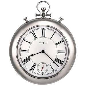 lot 29735 image: Howard Miller 625651 25-12 X 20-12 Hobson Glass Analog Wall Mounted Clock - Chrome-Retail- $309